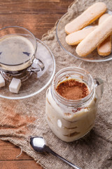 Dessert tiramisu and cookies Savoiardi