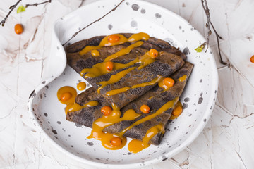 pancakes of bird cherry flour