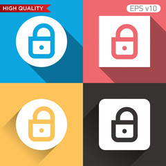 Colored icon or button of lock symbol with background