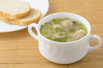 Soup freakadelika and bread.