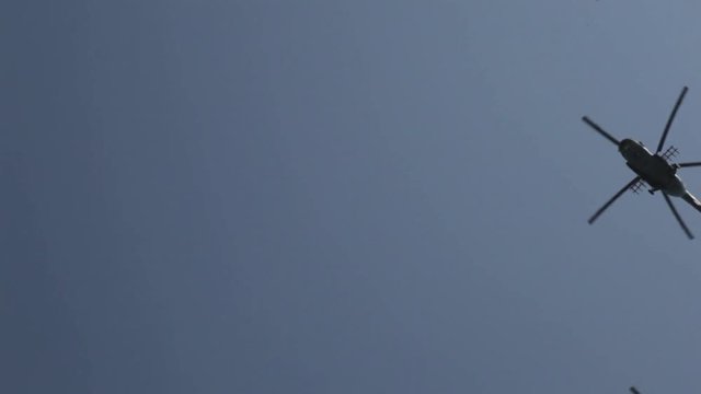air forces show Army copter fly over the city