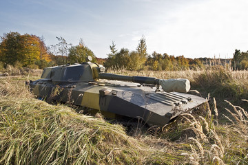 propelled howitzer in firing position