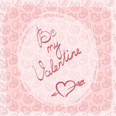 Valentine's Day greeting card, label or sticker with handwritten inscription