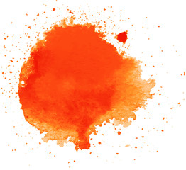 Colorful abstract watercolor circle with splashes and spatters. Modern creative watercolor background for trendy design.