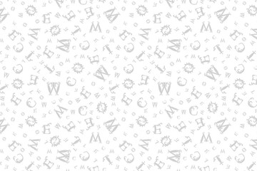 Grey seamless vintage pattern with curved letters. Vector illustration