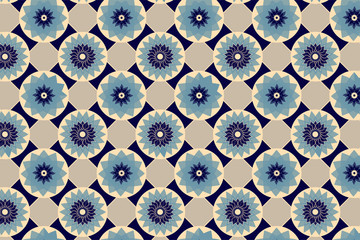 Fototapety  Niebieski i beżowy bezszwowe streszczenie kwiatowy vintage tekstury. Ilustracja wektorowa