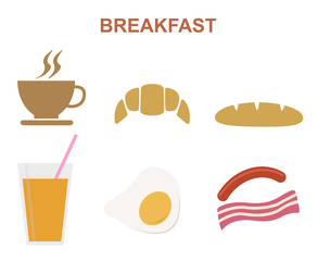 Set of breakfast components.Vector illustration
