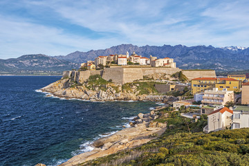 Fototapeta na wymiar Calvi Citadel seen from Revellata Peninsula in Corsica