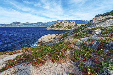 Calvi Citadel seen from Rocks of Revellata Peninsula