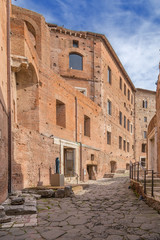 Fototapeta na wymiar Rome, Italy. Restored buildings of the Emperor Trajan Market, 100 - 112 years AD