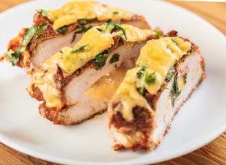 chicken fillet with cheese closeup