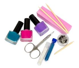 Naklejka premium set for manicure and pedicure with optional accessories. Isolated