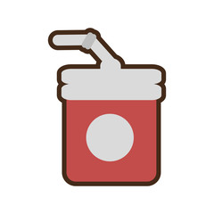 cartoon plastic cup soda straw beverage cinema vector illustration eps 10