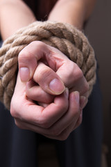 Related hand of woman victim