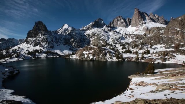 Hike to beautiful  Minaret Lake, Ansel Adams Wilderness, Sierra Nevada, California, USA. Autumn season.