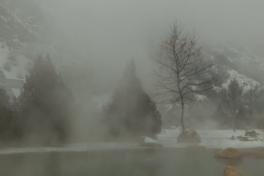 Hot mineral water spring in Rupite, Bulgaria