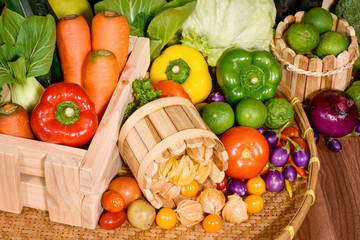 Arrangement fresh vegetables organic for eating healthy