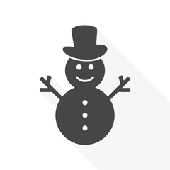 Snowman icon vector - Illustration with long shadow