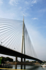 Fototapeta na wymiar Ada bridge in Belgrade, Serbia.