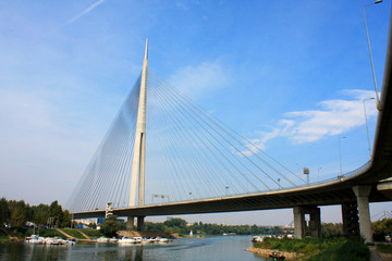 Fototapeta na wymiar Ada bridge in the center of Belgrade
