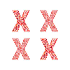 Alphabet letter X with red heart on Valentine's Day. Valentine`s Day Alphabet of Hearts. Love ABC