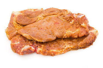Roast beef in spice crust isolated on white background.