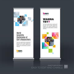 Abstract business vector set of modern roll Up Banner stand desi