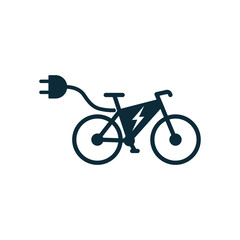 electric bicycle, e-bike icon on white background