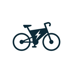 electric bicycle, e-bike icon on white background