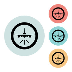 aircraft icon isolated vector sign symbol, on blue, red, yellow background. Tourism elements icons. Can be used in logo, UI and web design