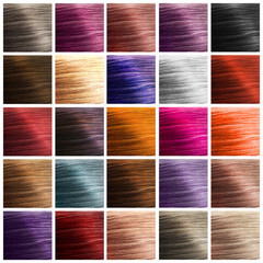 Colorful hair palette background. Hairstyles and care concept