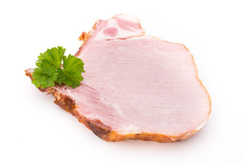 Pieces of pork meat, isolated on white background.