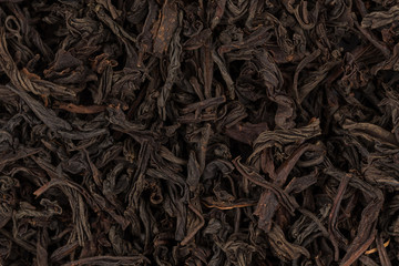 Black tea leaves close up