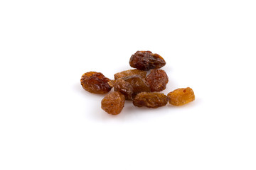 Sweet raisins on white
