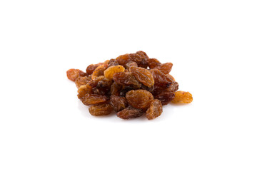 Sweet raisins on white