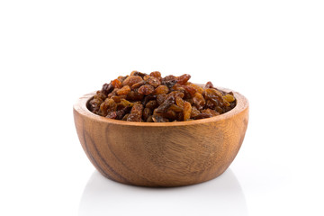 Sweet raisins on white