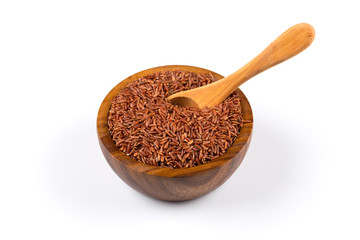 Rice in wooden bowl