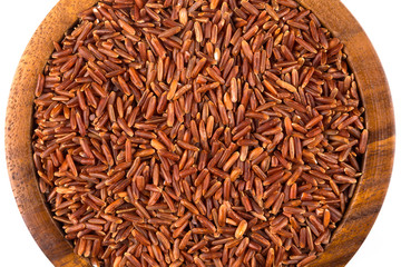 Rice in wooden bowl