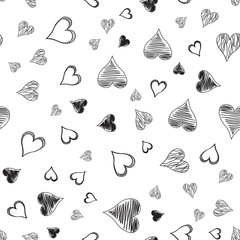 Seamless pattern with hearts on white
