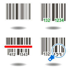 Bar code icon set on white isolated background. Shopping identification barcode illustration