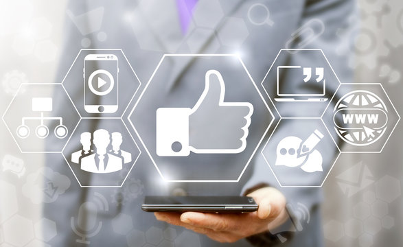 Like social media network web concept. Thumb up icon. Communication computing internet technology