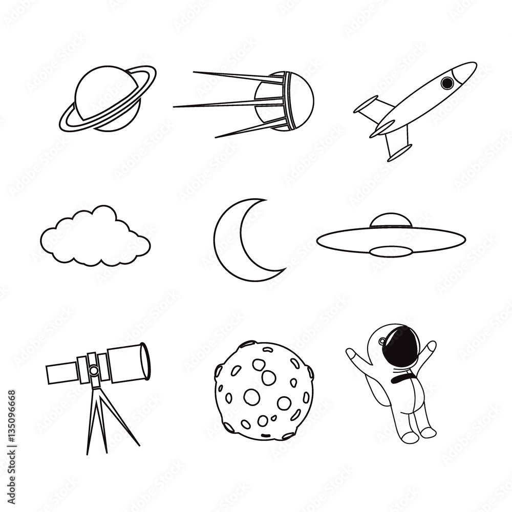 Wall mural icon space element set vector