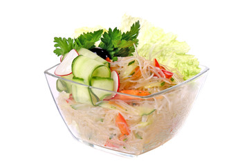 Salad of cellophane noodles and cucumber