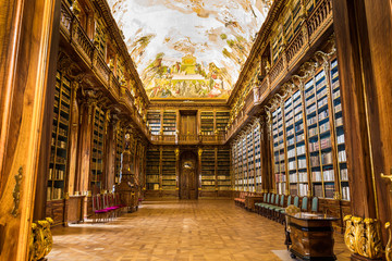 Library of Strahov Monastery in Prague, Philosophical Hall - obrazy, fototapety, plakaty