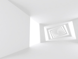 Abstract white twisted spiral corridor 3 d