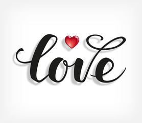 Love text. Calligraphic Lettering.