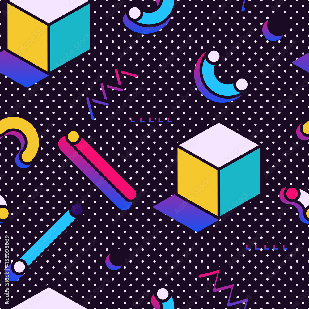 Poster seamless pattern in memphis style