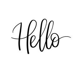 Fototapeta premium Hello Hand Lettering Inscription. Modern Calligraphy. Vector Illustration.