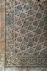 Ornaments of the bronze-plate ornate door of Sultan Qalawun mosque, an ancient historic mosque in Old Cairo, Egypt