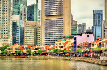 Fototapeta premium Boat Quay, a historical district of Singapore